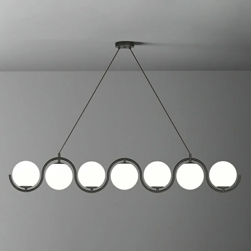 Golvende metallic eilandlamp, postmoderne hanglamp met bolvormige glazen kap Clearhalo