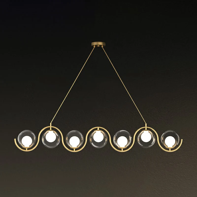 Golvende metallic eilandlamp, postmoderne hanglamp met bolvormige glazen kap Clearhalo