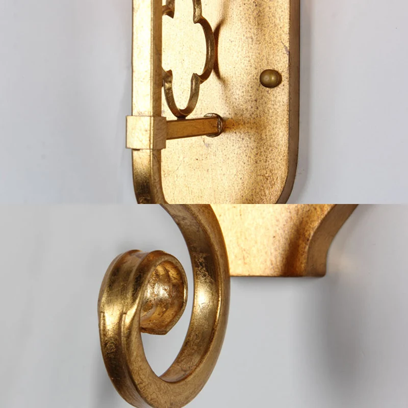 Goud 1-lamp wandkandelaar licht vintage stijl stof taps toelopende schaduw wandgemonteerde lichtarmatuur Clearhalo