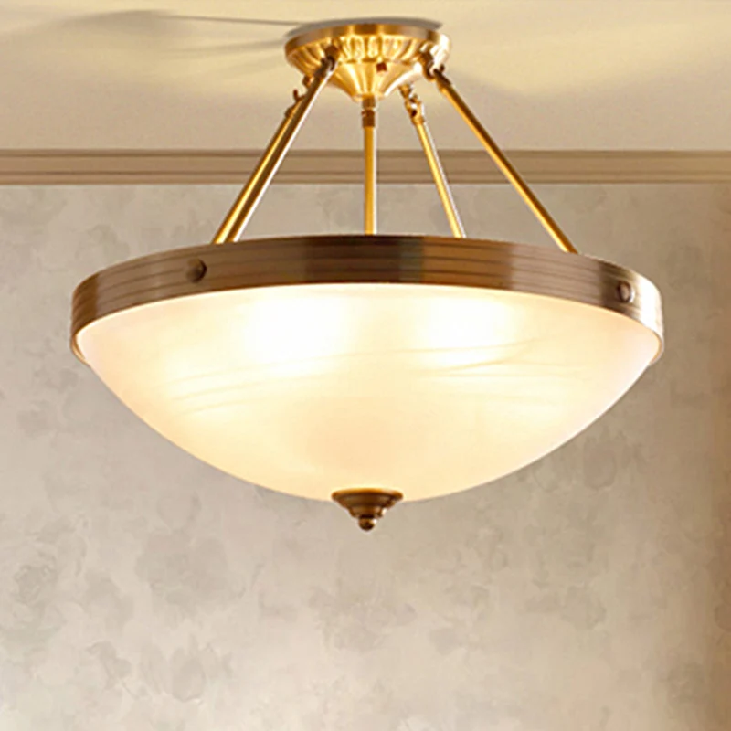 Goud 3-lichts plafondmontage traditioneel matglas komvormig semi-inbouwlicht voor eetkamer, 12"/16"/19,5" breed Clearhalo