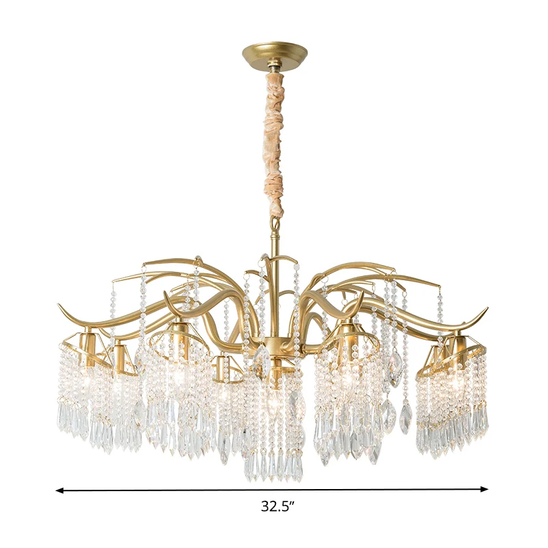 Goud 4/7/9 lichten kroonluchter verlichtingsarmatuur eenvoudige kristallen ronde hanglamp voor woonkamer Clearhalo