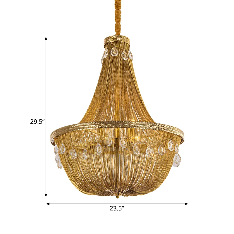 Goud 8-lichts kroonluchter hanglamp platteland metalen ketting hanglamp voor woonkamer Clearhalo