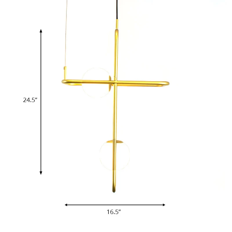 Goud gekruiste rechthoekige druppellamp 2/3/4 lampen Post moderne metalen hangende kroonluchter Clearhalo