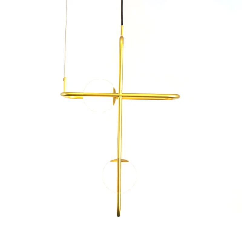 Goud gekruiste rechthoekige druppellamp 2/3/4 lampen Post moderne metalen hangende kroonluchter Clearhalo