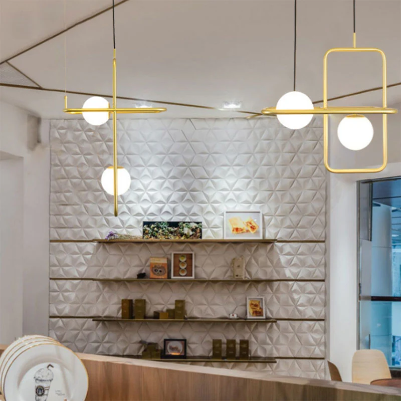 Goud gekruiste rechthoekige druppellamp 2/3/4 lampen Post moderne metalen hangende kroonluchter Clearhalo