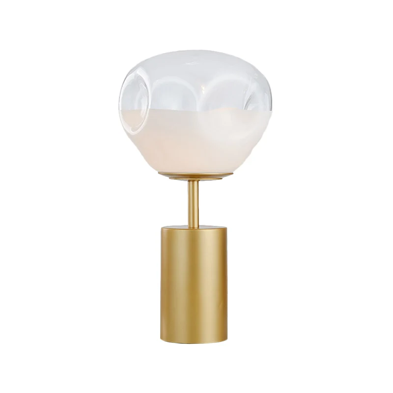 Goud geometrisch nachtkastje licht modernisme 1 lichtmetalen nachtkastjelamp met crèmekleurige glazen kap met kuiltje Clea...