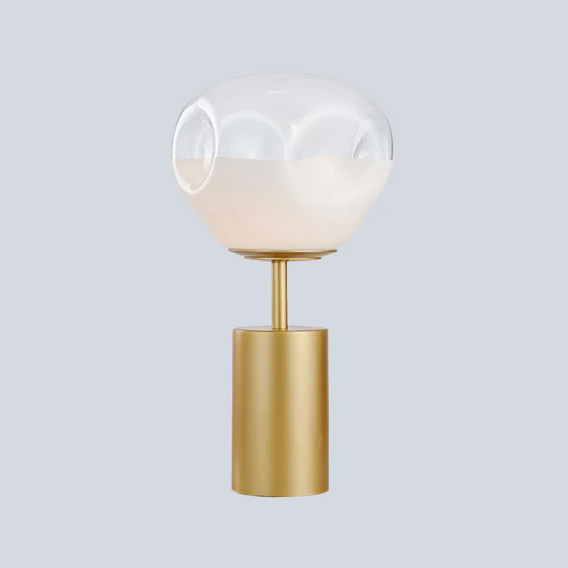 Goud geometrisch nachtkastje licht modernisme 1 lichtmetalen nachtkastjelamp met crèmekleurige glazen kap met kuiltje Clea...