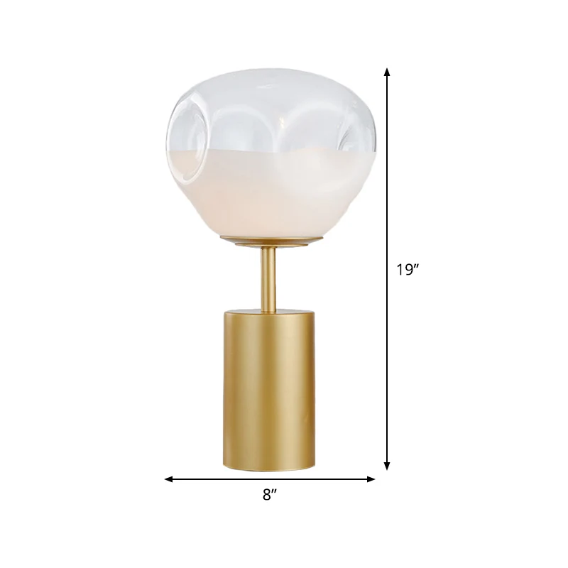 Goud geometrisch nachtkastje licht modernisme 1 lichtmetalen nachtkastjelamp met crèmekleurige glazen kap met kuiltje Clea...