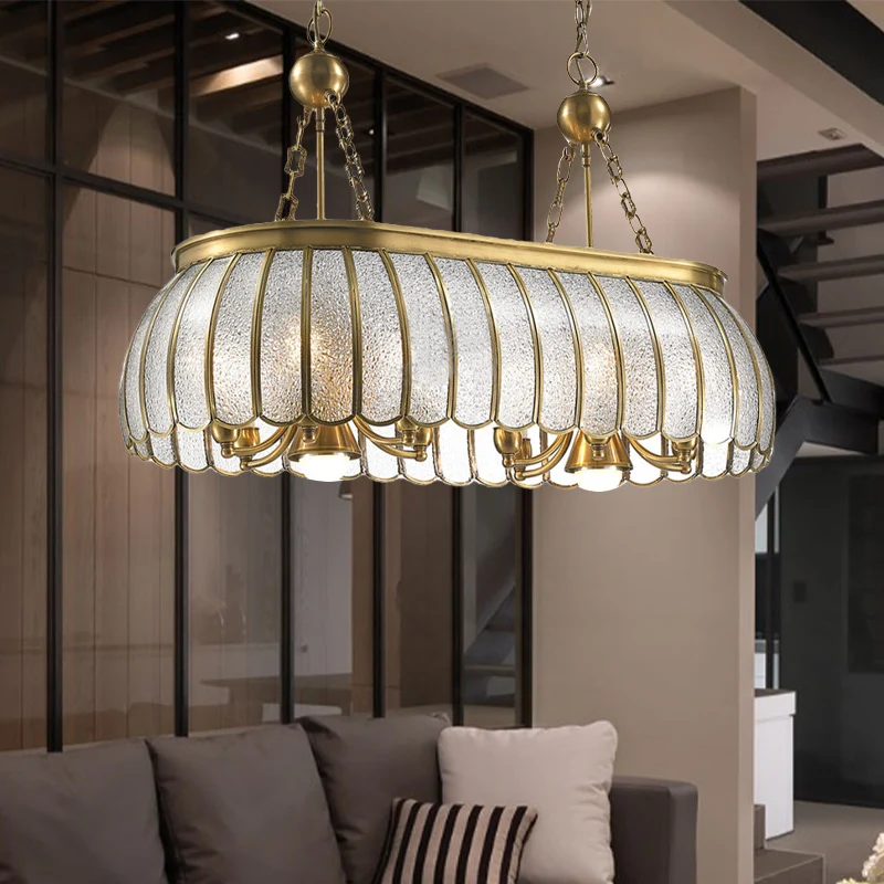 Goud 10 Heads Island Lighting Colonialism Bubble Glass Geschulpte Hangende Plafondlamp voor Keuken Clearhalo