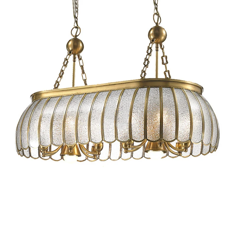 Goud 10 Heads Island Lighting Colonialism Bubble Glass Geschulpte Hangende Plafondlamp voor Keuken Clearhalo