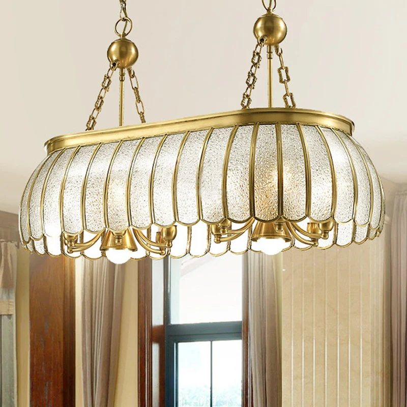 Goud 10 Heads Island Lighting Colonialism Bubble Glass Geschulpte Hangende Plafondlamp voor Keuken Clearhalo