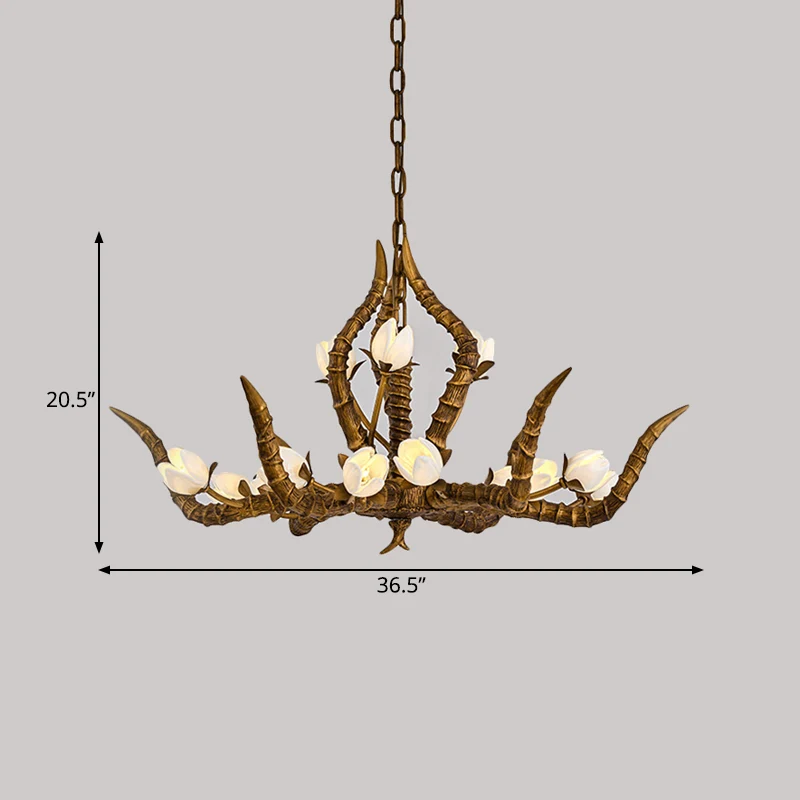Goud 15 lampen hanger kroonluchter traditie hars tak ophanging hanglamp voor restaurant Clearhalo