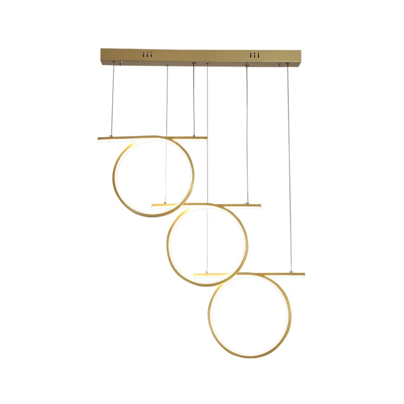 Goud 3 ringen hanglamp hedendaagse LED metalen ophangverlichting voor eettafel Clearhalo