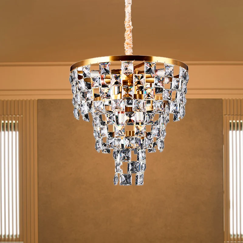 Goud taps toelopende kroonluchter verlichting postmoderne 8/11 lichten K9 kristallen plafond hanglamp Clearhalo