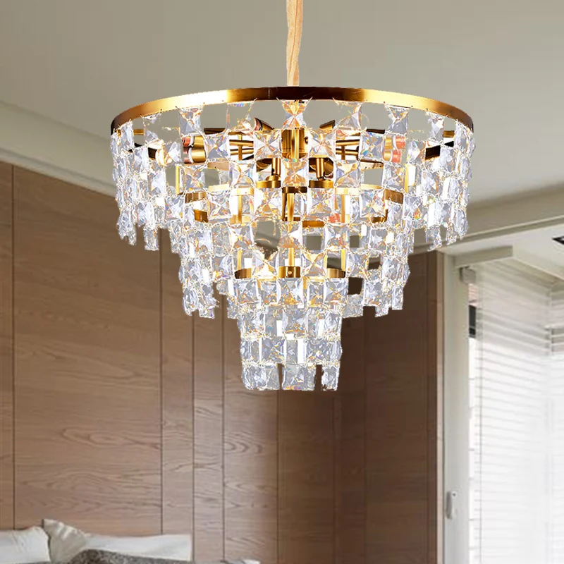 Goud taps toelopende kroonluchter verlichting postmoderne 8/11 lichten K9 kristallen plafond hanglamp Clearhalo