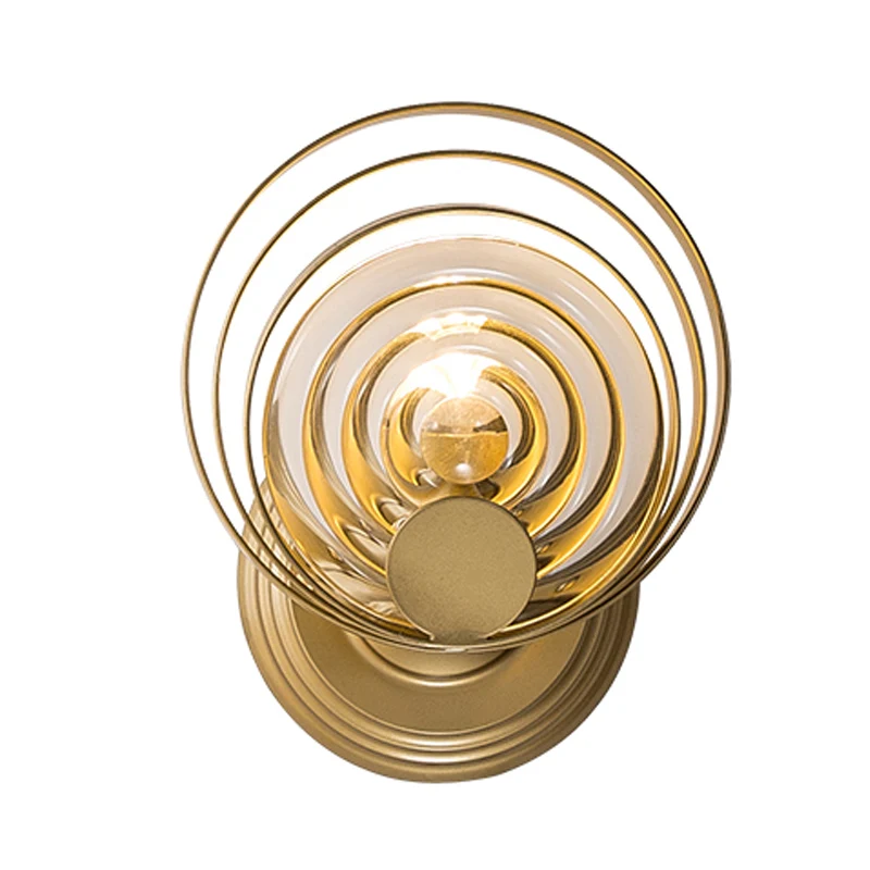 Gouden 1/2-lichts wandkandelaar licht minimalistisch metallic wervelend rond wandverlichtingsidee Clearhalo