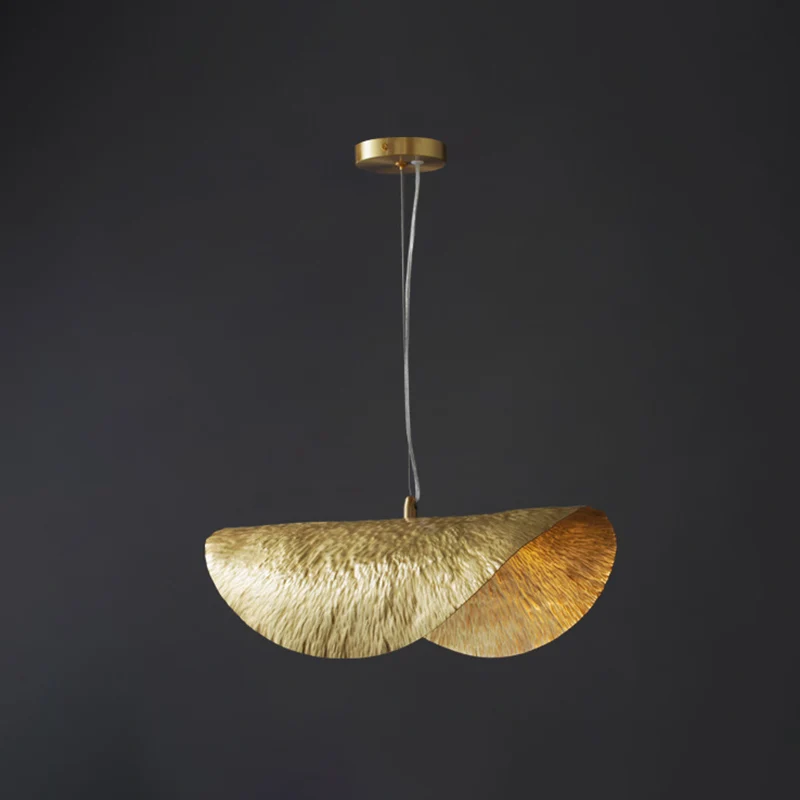 Gouden 1-lichts lotusbladvormige plafondhanger uit het midden van de eeuw metalen hanglamp voor restaurant Clearhalo