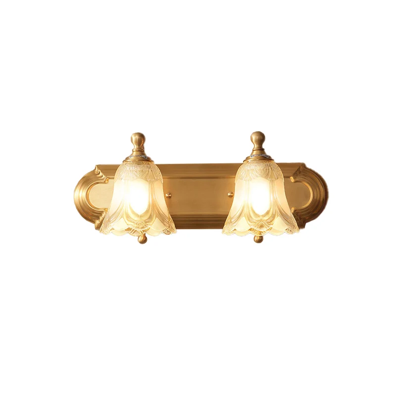 Gouden afwerking bloemenijdelheid verlichting antieke semi-ondoorzichtige glazen badkamer wandlamp Clearhalo