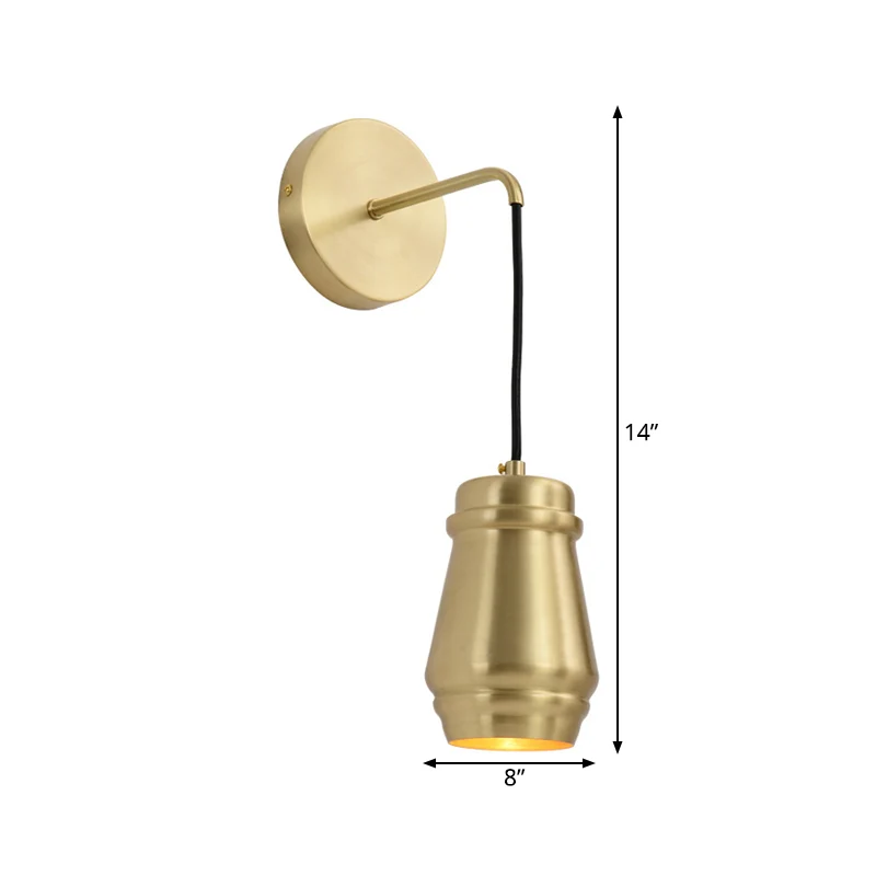 Gouden afwerking fles schanslamp minimalistisch messing 1 licht wandmontage lamp met arm Clearhalo