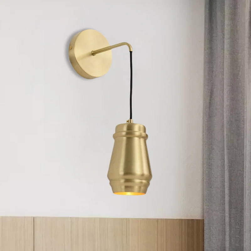Gouden afwerking fles schanslamp minimalistisch messing 1 licht wandmontage lamp met arm Clearhalo