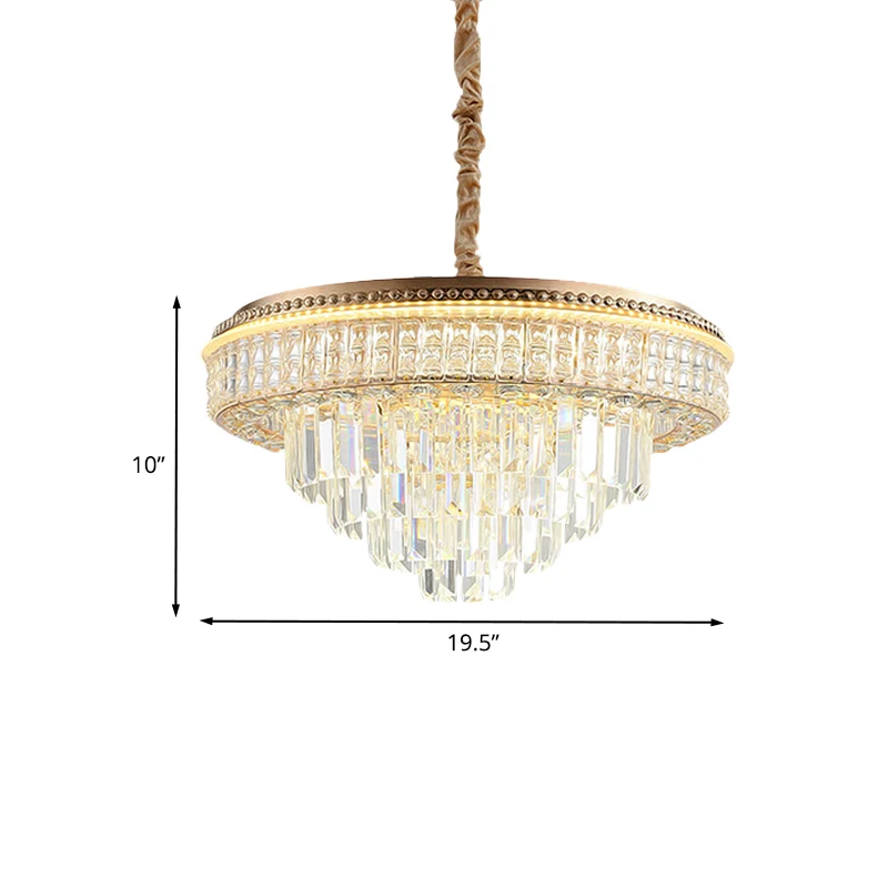Gouden afwerking LED-hanglamp Traditionele kristallen ijspegel/bollen ronde hangende kroonluchter Clearhalo