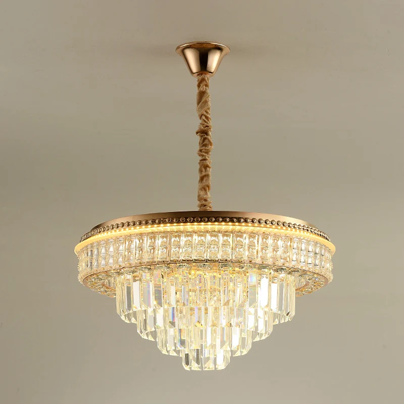 Gouden afwerking LED-hanglamp Traditionele kristallen ijspegel/bollen ronde hangende kroonluchter Clearhalo