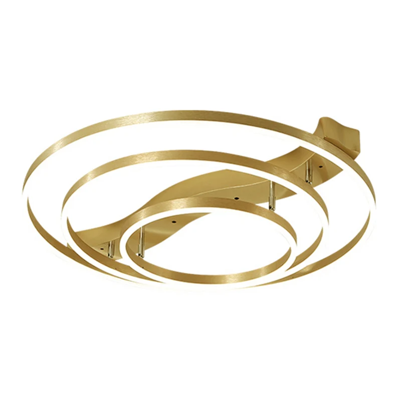 Gouden afwerking Ring-plafondmontagelamp Artistiek Metaal Verstelbaar LED-semi-inbouwlicht Clearhalo