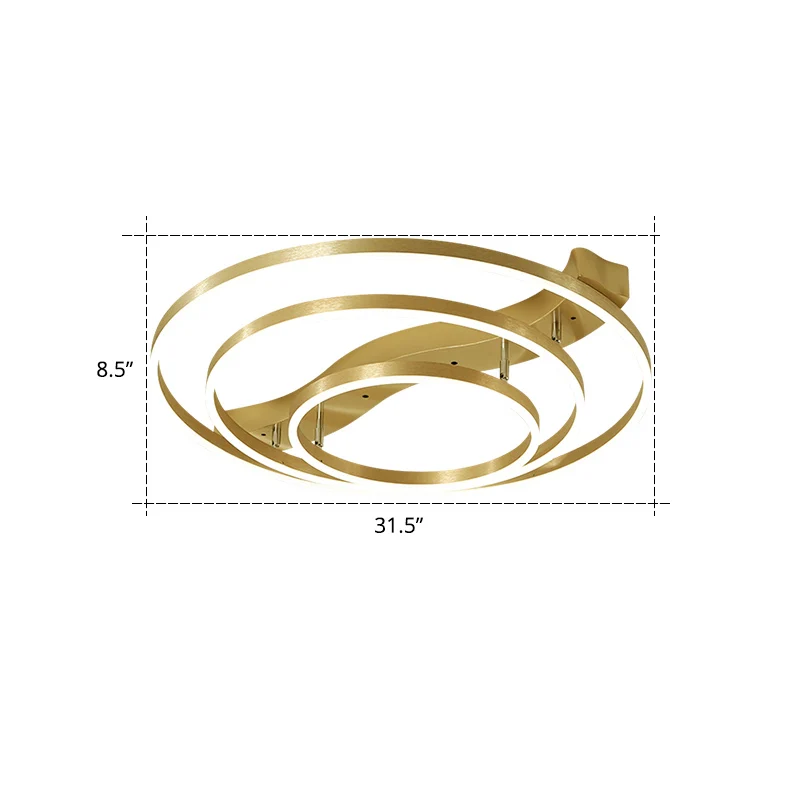 Gouden afwerking Ring-plafondmontagelamp Artistiek Metaal Verstelbaar LED-semi-inbouwlicht Clearhalo