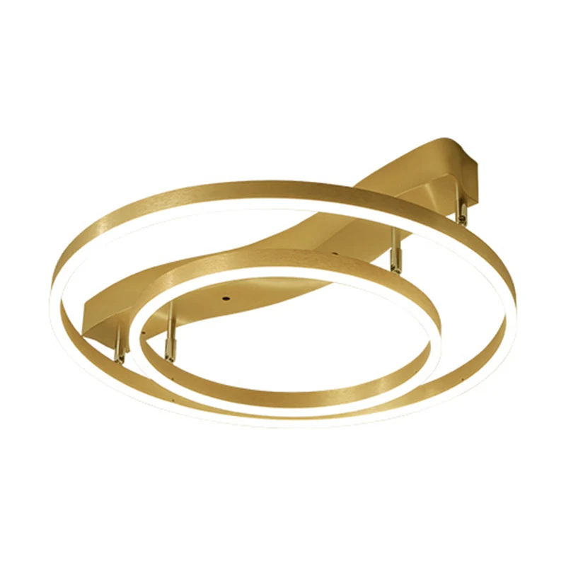 Gouden afwerking Ring-plafondmontagelamp Artistiek Metaal Verstelbaar LED-semi-inbouwlicht Clearhalo