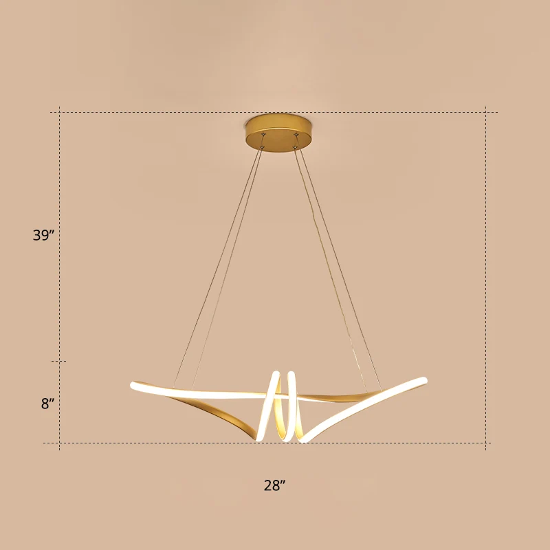 Gouden afwerking Twist Island Lamp Minimalisme LED metalen hanglamp voor restaurant Clearhalo