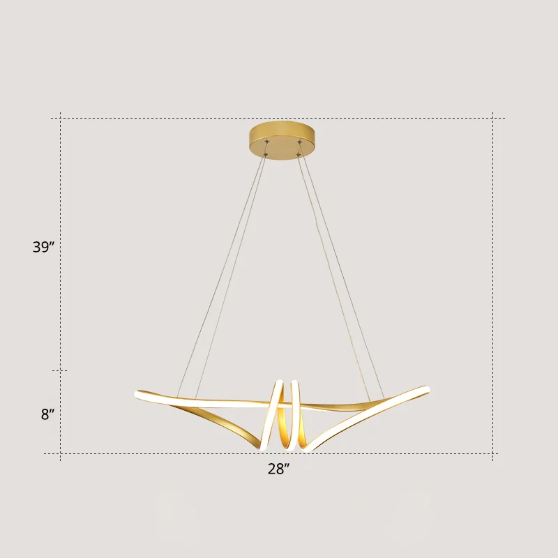 Gouden afwerking Twist Island Lamp Minimalisme LED metalen hanglamp voor restaurant Clearhalo