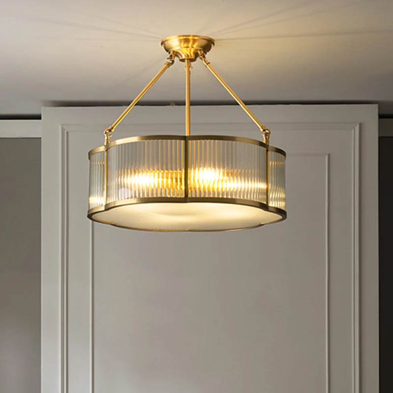 Gouden bloemen hanglamp traditioneel helder geribbeld glas woonkamer kroonluchter licht Clearhalo