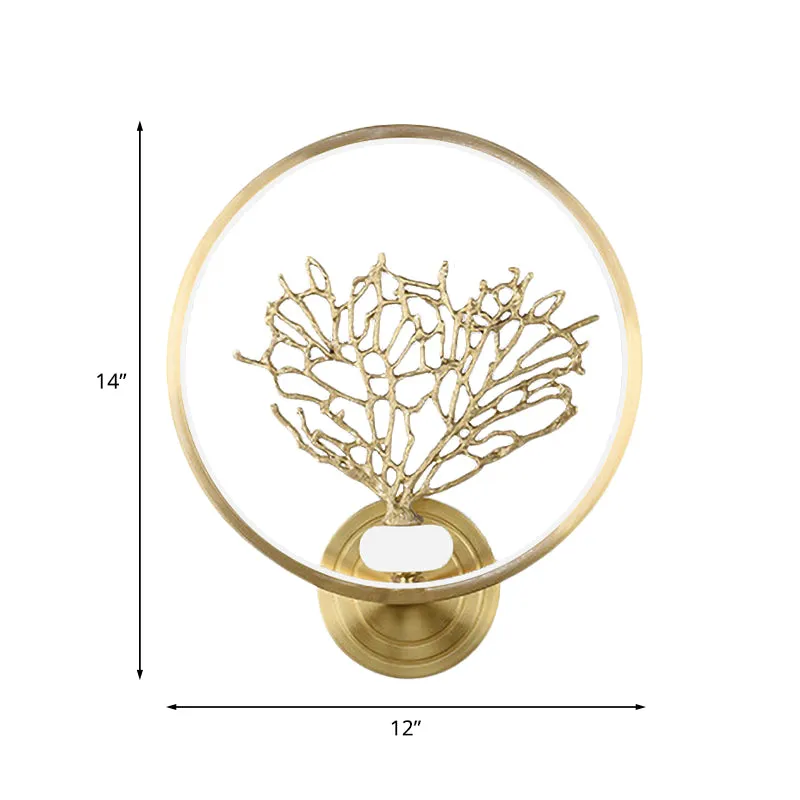 Gouden Boom Wandmontage Licht Eigentijdse LED Metallic Muurschildering Lamp met Gloeiende Haak Clearhalo