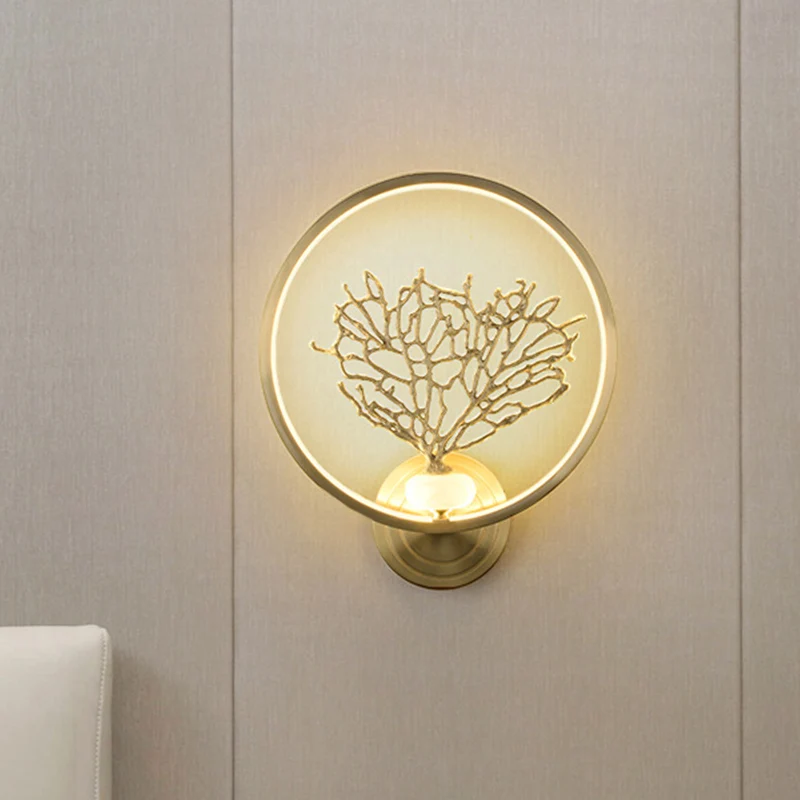 Gouden Boom Wandmontage Licht Eigentijdse LED Metallic Muurschildering Lamp met Gloeiende Haak Clearhalo