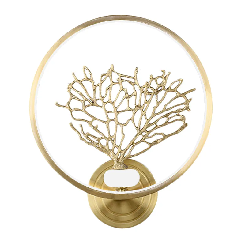 Gouden Boom Wandmontage Licht Eigentijdse LED Metallic Muurschildering Lamp met Gloeiende Haak Clearhalo