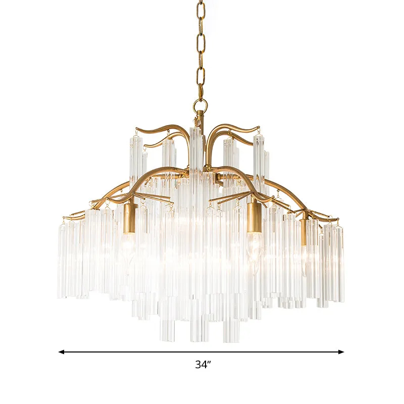 Gouden buis kroonluchterlamp platteland kristal 7/9 lichten woonkamer hangende hanglamp Clearhalo