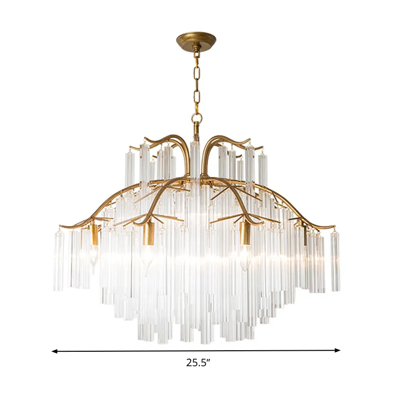 Gouden buis kroonluchterlamp platteland kristal 7/9 lichten woonkamer hangende hanglamp Clearhalo