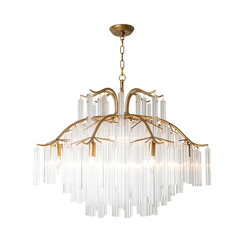 Gouden buis kroonluchterlamp platteland kristal 7/9 lichten woonkamer hangende hanglamp Clearhalo