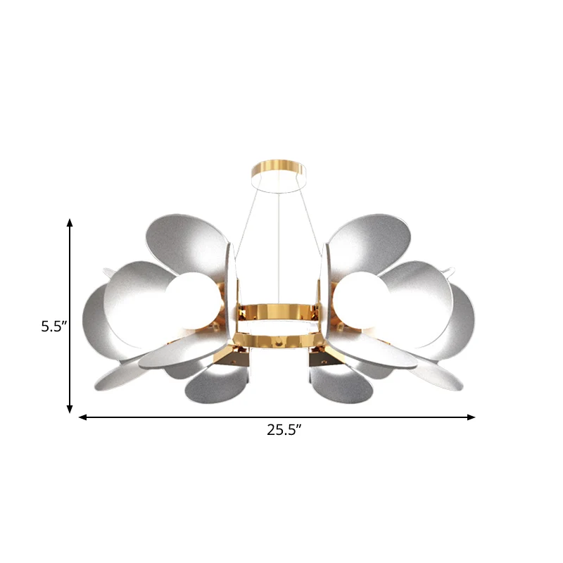Gouden cirkel hangende kroonluchter modernistische 6-lichts metalen hanglamp met paneel acryl kap Clearhalo