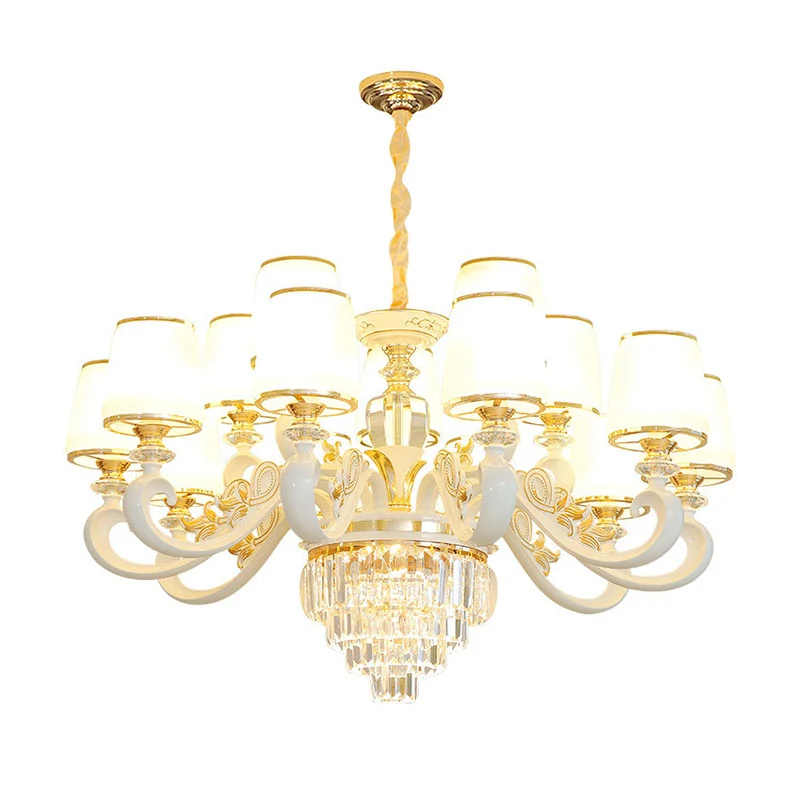 Gouden conische hangende hanglamp Simplicity opaline glazen kroonluchterverlichting met gebogen arm Clearhalo