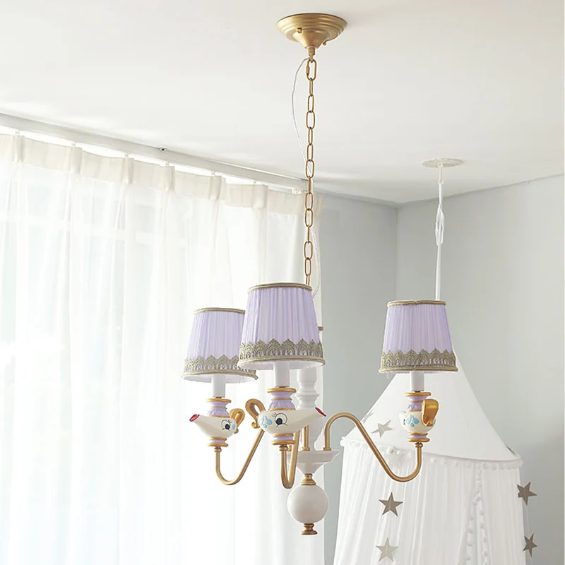 Gouden conische hanglamp modernisme 3/5/6 lampen stoffen hangende kroonluchter met theepotdecor Clearhalo