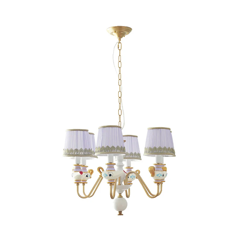 Gouden conische hanglamp modernisme 3/5/6 lampen stoffen hangende kroonluchter met theepotdecor Clearhalo
