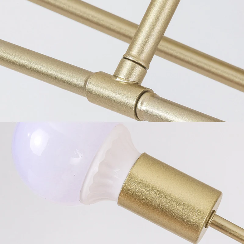 Gouden gekruiste lijnen semi-inbouwlamp modern 6/8 hoofden plafondgemonteerd licht voor woonkamer Clearhalo