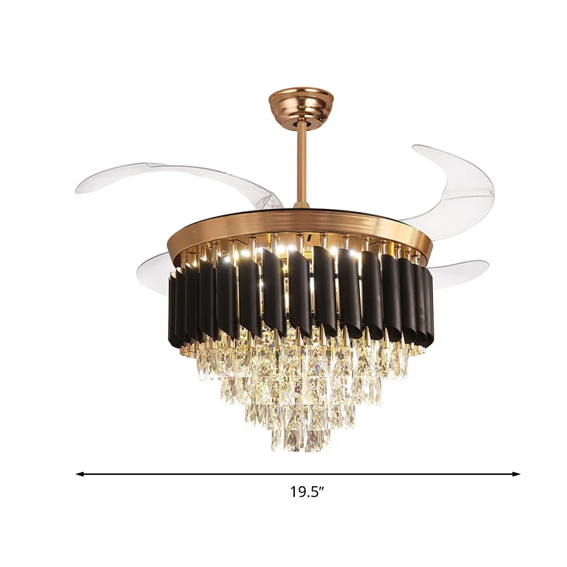 Gouden gelaagde plafondventilator licht modernistisch K9 kristal inbouw led-licht met afstandsbediening / frequentieconver...