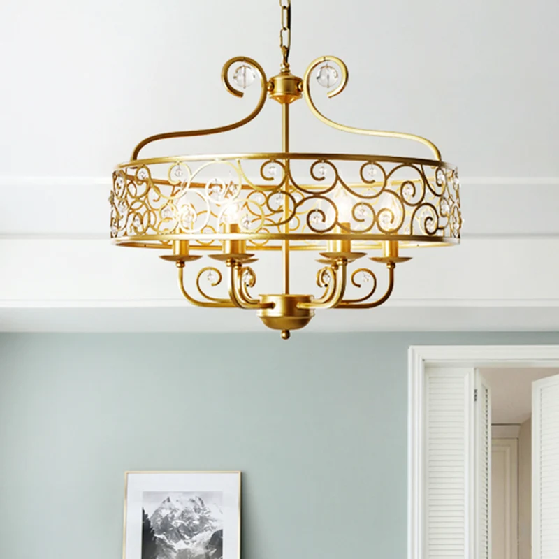 Gouden kandelaar kroonluchter lichtpunt postmodern metaal 6 hoofden eetkamer hanglamp Clearhalo