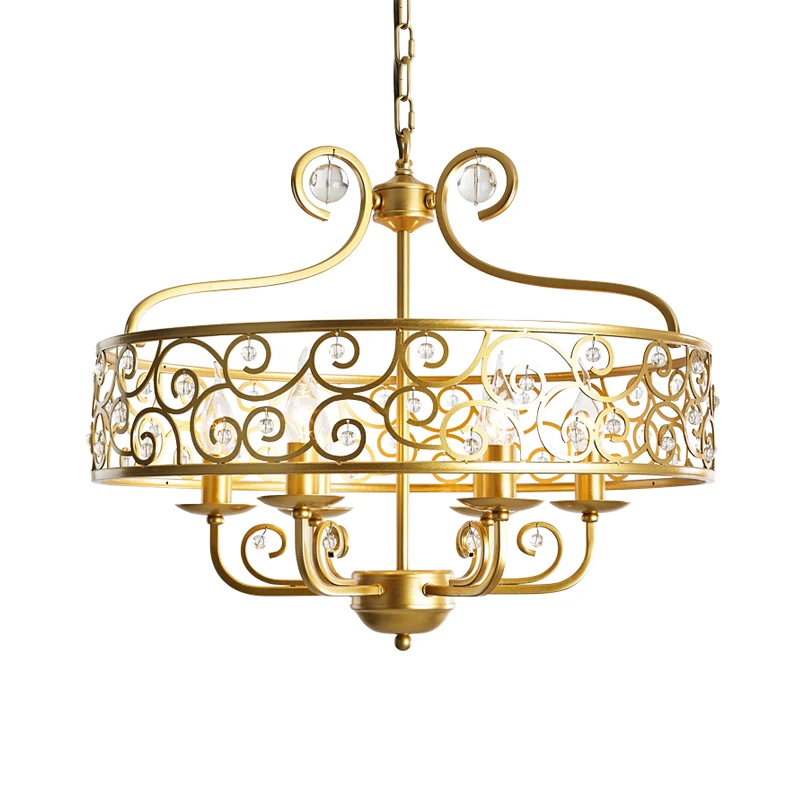Gouden kandelaar kroonluchter lichtpunt postmodern metaal 6 hoofden eetkamer hanglamp Clearhalo