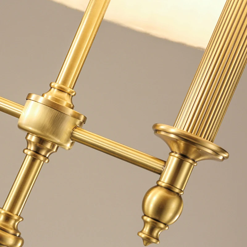 Gouden kandelaar staande lamp vintage metallic 2 lampen woonkamer vloerlamp met geplooide empire kap Clearhalo