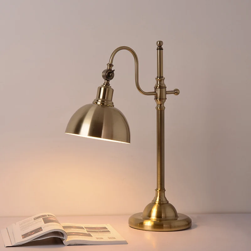 Gouden koepel draaibare taaklamp boerderij metalen studeerkamer LED-leesboeklamp met zwanenhalsarm Clearhalo