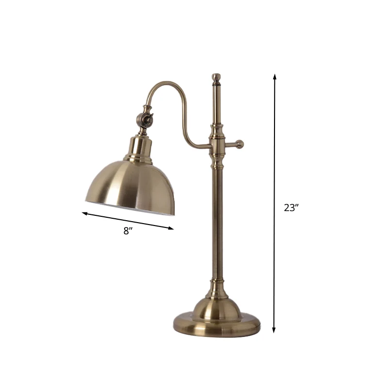 Gouden koepel draaibare taaklamp boerderij metalen studeerkamer LED-leesboeklamp met zwanenhalsarm Clearhalo