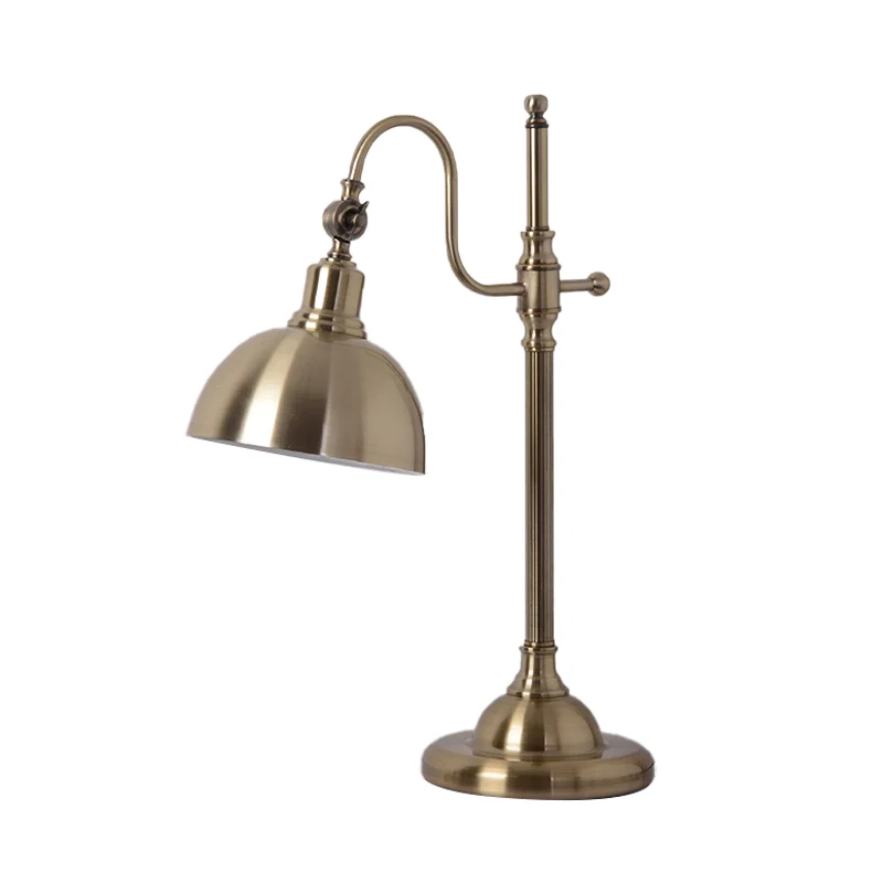 Gouden koepel draaibare taaklamp boerderij metalen studeerkamer LED-leesboeklamp met zwanenhalsarm Clearhalo